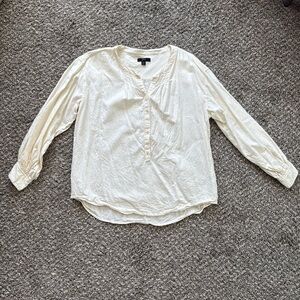 J.Crew Cream Speckled Cotton Flannel Blouse